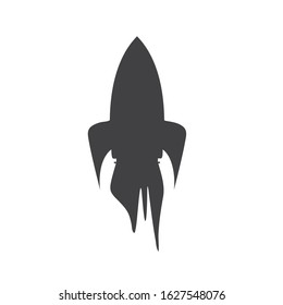 Rocket silhouete icon. Startup sign flat color vector illustration.