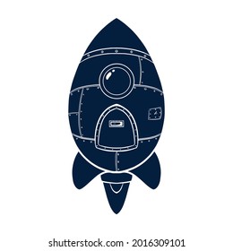 Rocket Silhouette. Cartoon spaceship vector silhouette illustration for logo, print,  Web Landing Page, Banner, Flyer, Sticker, Card
rocket