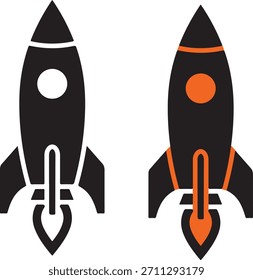 Rocket silhouette icon in bold simple minimal vector style spaceship illustration spacecraft vector 