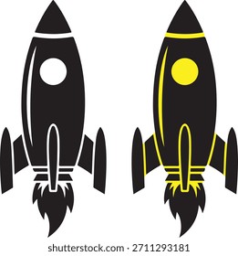Rocket silhouette icon in bold simple minimal vector style spaceship illustration spacecraft vector 
