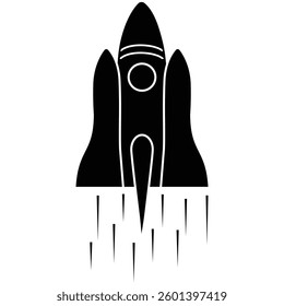 Rocket silhouette icon vector. Rocket launched icon vector. Flying rocket icon. Business project start-up. Spaceships silhouettes collection. Development process, innovation. Vector illustration. 