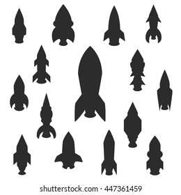 rocket silhouette icons set