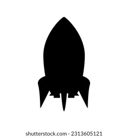 Rocket silhouette illustration astronaut vehicle icon. Rocket launch vector missle spaceship future speed cartoon concept