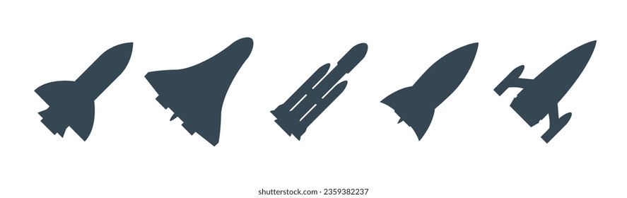 Rocket silhouette illustration astronaut vehicle icon. Rocket launch vector missle spaceship future speed cartoon concept