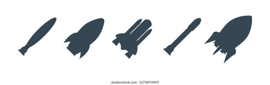 Rocket silhouette illustration astronaut vehicle icon. Rocket launch vector missle spaceship future speed cartoon concept