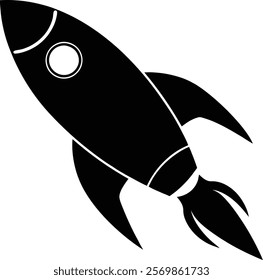 Rocket silhouette isolated on white background. Rocket sign vector illustration design