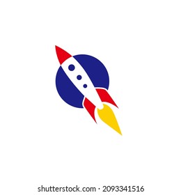 rocket simple art illustration logo design