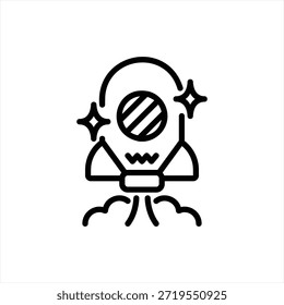 rocket simple black filled outline illustration