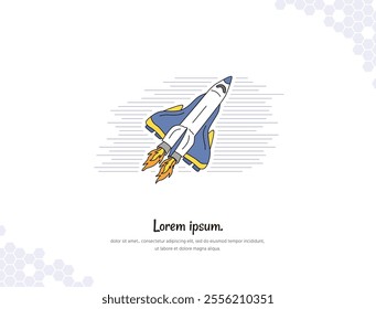 Rocket simple doodle flat vector art for wall decoration landscape. vector illustration simple image. collection of transportation cartoon illustrations. for room decoration, events, etc