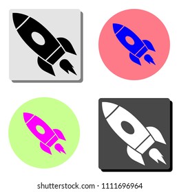 Rocket. simple flat vector icon illustration on four different color backgrounds