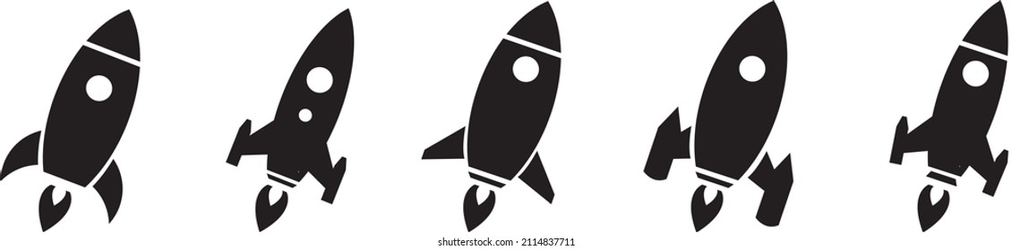 Rocket simple icon set vector