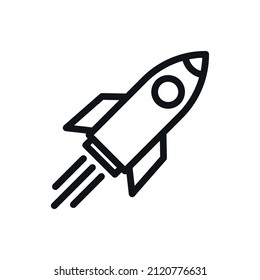 Rocket simple line vector icon.