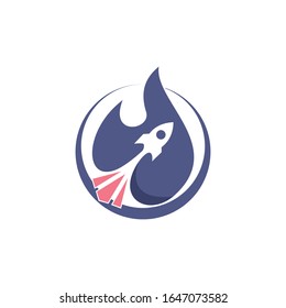 Rocket simple logo. Ignite fire design symbol template