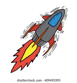 Rocket sketch drawing with free hand Vector EPS10

