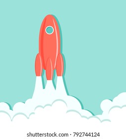 Rocket in the sky against a background of clouds