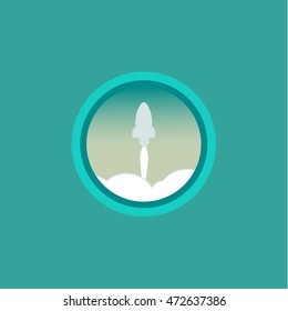 rocket in the sky icon. flat design.