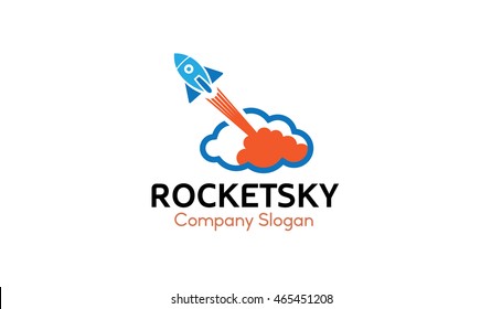 Rocket Sky Logo Vector Symbol Design Illustration