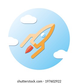 rocket in the sky. start up concept illustration. vector eps10
