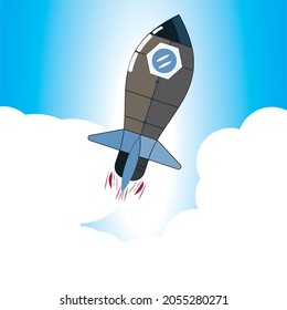 rocket in the sky , Start Up Concept Symbol Space Rocket Ship Sky Icon Trendy Modern Flat Design Template Vector Illustration
