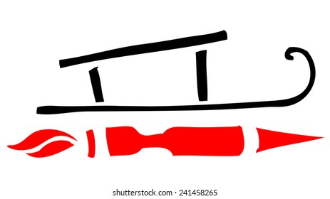 Rocket Sledge Sign Vector Illustration. 