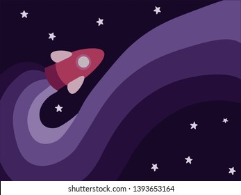 the rocket slices through the open space
