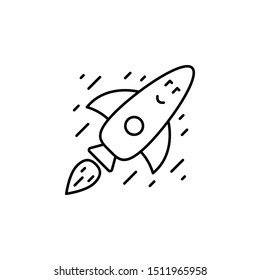 Rocket smile fly icon. Element of peace day thin line icon