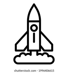 Raketenrauchsymbol. Outline Rocket Rauch Vektorsymbol für Webdesign einzeln auf weißem Hintergrund