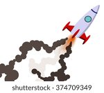 rocket with smoking launch to the sky