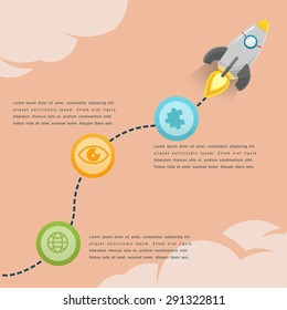 Rocket Soar Info Graphic Presentation Vector
