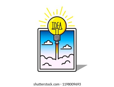 Rocket is soar to the sky. Startup concept. Vector illustration. 