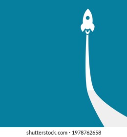 The rocket is soaring. Initiation and leadership ideas. vector illustration