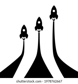 The rocket is soaring. Initiation and leadership ideas. vector illustration