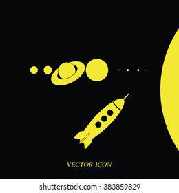 Rocket  and solar system icon.
