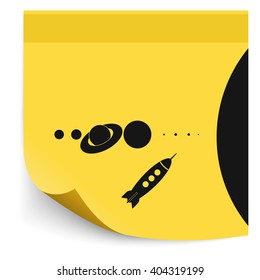 Rocket  and solar system icon.