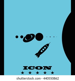 Rocket  and solar system icon.
