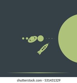 Rocket  and solar system icon.
