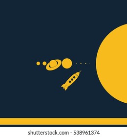 Rocket  and solar system icon.