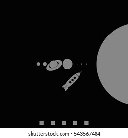 Rocket  and solar system icon.