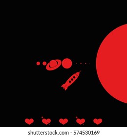 Rocket  and solar system icon.