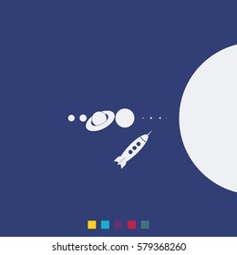 Rocket  and solar system icon.