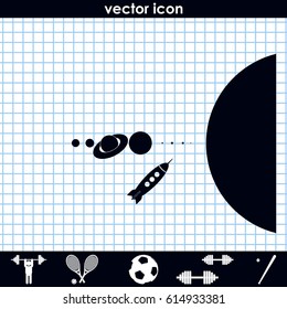 Rocket  and solar system icon.