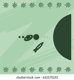 Rocket  and solar system icon.