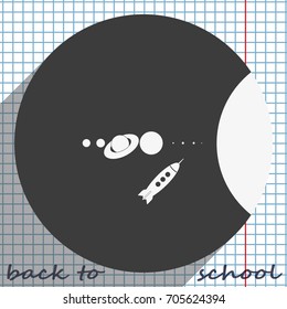 Rocket  and solar system icon.
