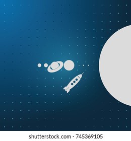 Rocket  and solar system icon.