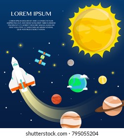 rocket and solar system Infographics Flat design. Vector illustration
