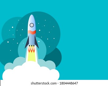 Cohetes en el espacio, encima de las nubes. concepto de crecimiento.