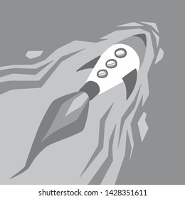 Rocket in Space Background in Flat Style Design Vector
