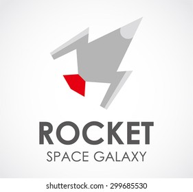 Rocket space booster abstract vector logo design template galaxy business icon flying company symbol concept