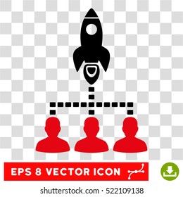 Rocket Space Community EPS vector pictogram. Illustration style is flat iconic bicolor intensive red and black symbol on white background.