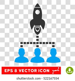 Rocket Space Community EPS vector pictograph. Illustration style is flat iconic bicolor blue and gray symbol on white background.